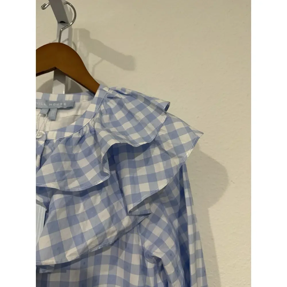 Hill House The Colette Dress Blue Jacquard Check Size Small NWT - Picture 7 of 12
